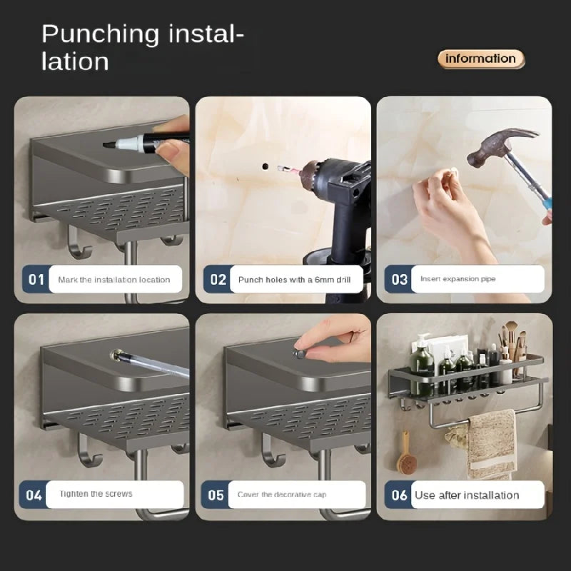 Aluminum Multifunctional Wall-Mounted Shelf