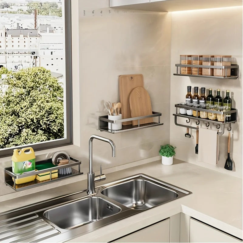 Aluminum Multifunctional Wall-Mounted Shelf 