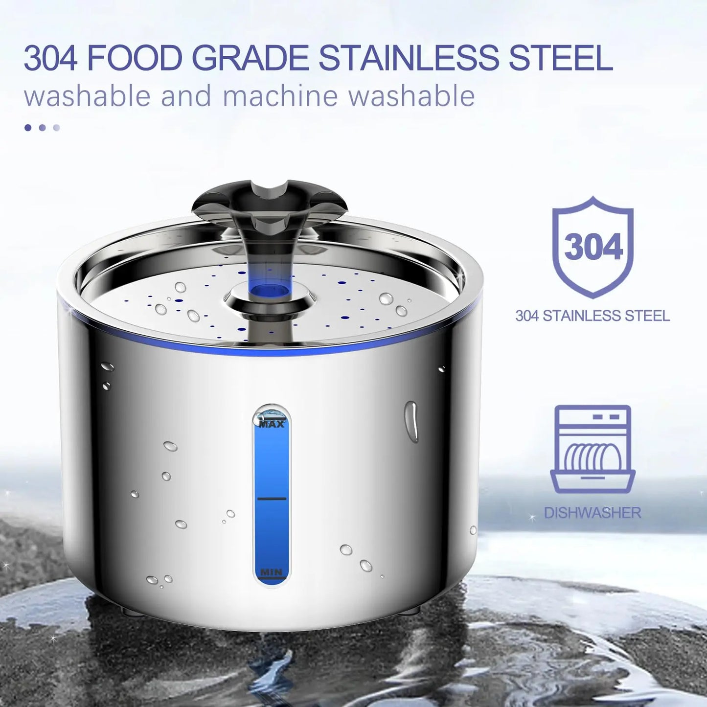 Automatic Pet Water Fountain (Stainless Steel, 2.5L)