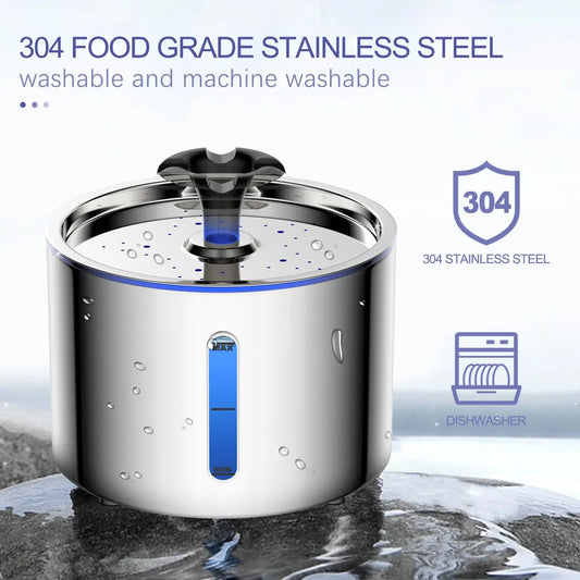 Automatic Pet Water Fountain (Stainless Steel, 2.5L)